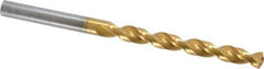 Guhring - 6.3mm 130° High Speed Steel Jobber Drill - TiN Finish, Right Hand Cut, Parabolic Flute, Straight Shank, 3-31/32" OAL, Standard Point - Eagle Tool & Supply