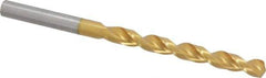 Guhring - 7mm 130° High Speed Steel Jobber Drill - TiN Finish, Right Hand Cut, Parabolic Flute, Straight Shank, 4-9/32" OAL, Standard Point - Eagle Tool & Supply