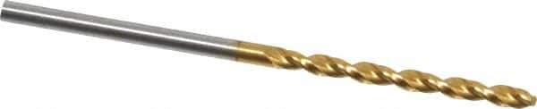 Guhring - 2.15mm 130° Cobalt Jobber Drill - TiN Finish, Right Hand Cut, Parabolic Flute, Straight Shank, 2-3/32" OAL, Standard Point - Eagle Tool & Supply