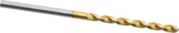 Guhring - 2.45mm 130° Cobalt Jobber Drill - TiN Finish, Right Hand Cut, Parabolic Flute, Straight Shank, 2-1/4" OAL, Standard Point - Eagle Tool & Supply