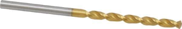 Guhring - 3.3mm 130° Cobalt Jobber Drill - TiN Finish, Right Hand Cut, Parabolic Flute, Straight Shank, 2-9/16" OAL, Standard Point - Eagle Tool & Supply