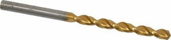 Guhring - 4.6mm 130° Cobalt Jobber Drill - TiN Finish, Right Hand Cut, Parabolic Flute, Straight Shank, 3-5/32" OAL, Standard Point - Eagle Tool & Supply