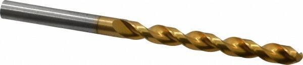 Guhring - 6.3mm 130° Cobalt Jobber Drill - TiN Finish, Right Hand Cut, Parabolic Flute, Straight Shank, 101mm OAL, Standard Point - Eagle Tool & Supply