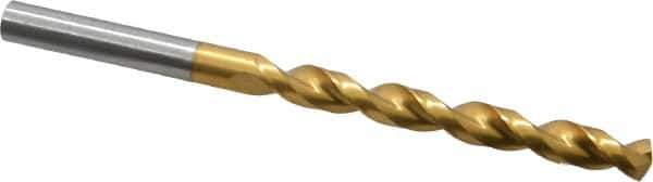 Guhring - 7mm 130° Cobalt Jobber Drill - TiN Finish, Right Hand Cut, Parabolic Flute, Straight Shank, 4-9/32" OAL, Standard Point - Eagle Tool & Supply