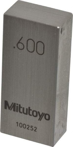 Mitutoyo - 0.6" Rectangular Steel Gage Block - Accuracy Grade 0, Includes Certificate of Inspection - Eagle Tool & Supply