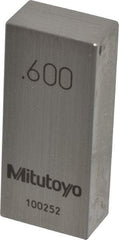 Mitutoyo - 0.6" Rectangular Steel Gage Block - Accuracy Grade 0, Includes Certificate of Inspection - Eagle Tool & Supply