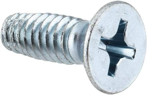 Value Collection - 1/4-20 UNC Thread, 3/4" OAL, Phillips Drive Steel Thread Cutting Screw - Flat Head, Grade 2, Point Type F, Zinc-Plated Finish - Eagle Tool & Supply