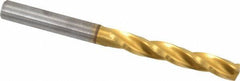 Guhring - 5.4mm 150° Solid Carbide Jobber Drill - TiN Finish, Right Hand Cut, Spiral Flute, Straight Shank, 2.598" OAL, Standard Point - Eagle Tool & Supply