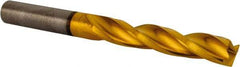 Guhring - 7mm 150° Solid Carbide Jobber Drill - TiN Finish, Right Hand Cut, Spiral Flute, Straight Shank, 2.913" OAL, Standard Point - Eagle Tool & Supply