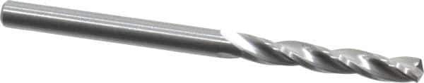 Guhring - 3.3mm 150° Solid Carbide Jobber Drill - Bright Finish, Right Hand Cut, Spiral Flute, Straight Shank, 49mm OAL, Standard Point - Eagle Tool & Supply