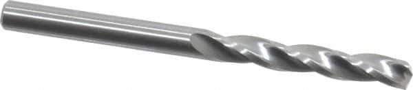 Guhring - 4.2mm 150° Solid Carbide Jobber Drill - Bright Finish, Right Hand Cut, Spiral Flute, Straight Shank, 55mm OAL, Standard Point - Eagle Tool & Supply