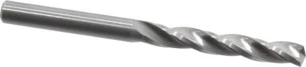 Guhring - 4.9mm 150° Solid Carbide Jobber Drill - Bright Finish, Right Hand Cut, Spiral Flute, Straight Shank, 62mm OAL, Standard Point - Eagle Tool & Supply