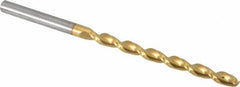 Guhring - #20 130° Solid Carbide Jobber Drill - TiN Finish, Right Hand Cut, Parabolic Flute, Straight Shank, 82.55mm OAL, Standard Point - Eagle Tool & Supply
