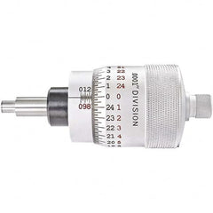 Starrett - 1 Inch, 2-1/16 Inch Plain Thimble, 5/16 Inch Diameter x 1-7/16 Inch Long Spindle, Mechanical Micrometer Head - Eagle Tool & Supply