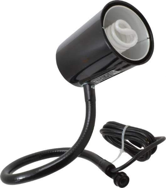 Made in USA - 24 Inch, Gooseneck, Coupler Mounted, Compact Fluorescent, Black, General Purpose Task Light - 23 Watt, 120 Volt, Nonmagnifying - Eagle Tool & Supply