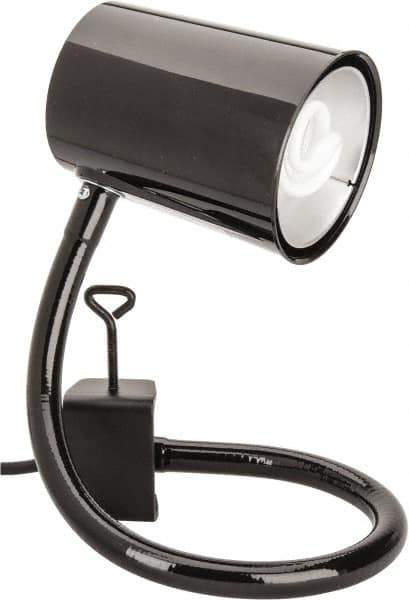 Made in USA - 24 Inch, Gooseneck, Coupler Mounted, Compact Fluorescent, Black, General Purpose Task Light - 23 Watt, 120 Volt, Nonmagnifying - Eagle Tool & Supply
