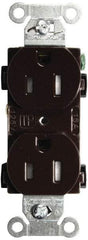 Hubbell Wiring Device-Kellems - 125 VAC, 15 Amp, 5-15R NEMA Configuration, Brown, Specification Grade, Self Grounding Duplex Receptacle - 1 Phase, 2 Poles, 3 Wire, Flush Mount, Tamper Resistant - Eagle Tool & Supply