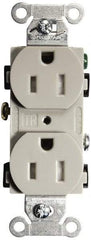 Hubbell Wiring Device-Kellems - 125 VAC, 15 Amp, 5-15R NEMA Configuration, Gray, Specification Grade, Self Grounding Duplex Receptacle - 1 Phase, 2 Poles, 3 Wire, Flush Mount, Tamper Resistant - Eagle Tool & Supply