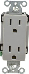 Hubbell Wiring Device-Kellems - 125 VAC, 15 Amp, 5-15R NEMA Configuration, Gray, Specification Grade, Self Grounding Duplex Receptacle - 1 Phase, 2 Poles, 3 Wire, Flush Mount - Eagle Tool & Supply