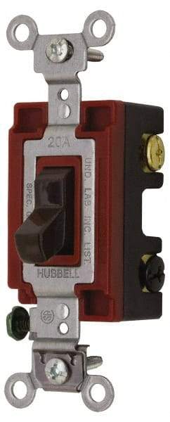 Hubbell Wiring Device-Kellems - 3 Pole, 120 to 277 VAC, 15 Amp, Industrial Grade, Toggle, Wall and Dimmer Light Switch - 1-5/16 Inch Wide x 4-1/16 Inch High - Eagle Tool & Supply