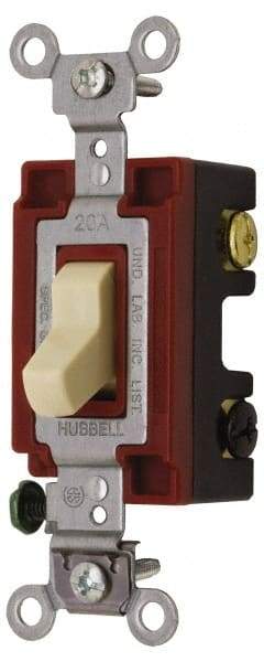 Hubbell Wiring Device-Kellems - 3 Pole, 120 to 277 VAC, 15 Amp, Industrial Grade, Toggle, Wall and Dimmer Light Switch - 1-5/16 Inch Wide x 4-1/16 Inch High - Eagle Tool & Supply