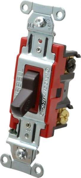 Hubbell Wiring Device-Kellems - 3 Pole, 120 to 277 VAC, 20 Amp, Industrial Grade, Toggle, Wall and Dimmer Light Switch - 1-5/16 Inch Wide x 4-1/16 Inch High - Eagle Tool & Supply