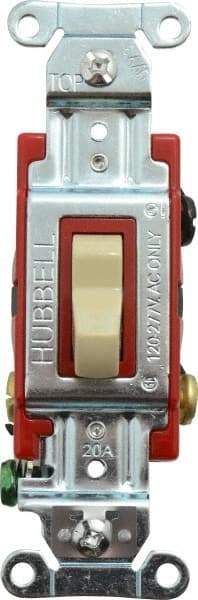 Hubbell Wiring Device-Kellems - 3 Pole, 120 to 277 VAC, 20 Amp, Industrial Grade, Toggle, Wall and Dimmer Light Switch - 1-5/16 Inch Wide x 4-1/16 Inch High - Eagle Tool & Supply