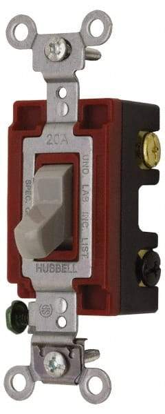 Hubbell Wiring Device-Kellems - 4 Pole, 120 to 277 VAC, 20 Amp, Industrial Grade, Toggle, Wall and Dimmer Light Switch - 1-5/16 Inch Wide x 4-1/16 Inch High - Eagle Tool & Supply