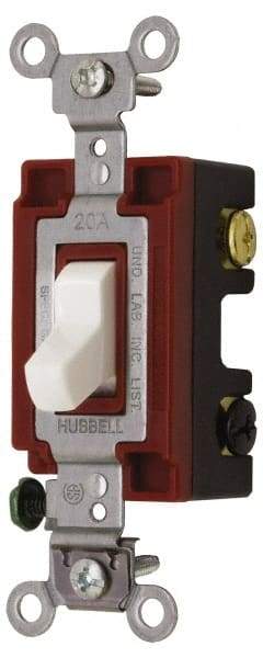 Hubbell Wiring Device-Kellems - 4 Pole, 120 to 277 VAC, 20 Amp, Industrial Grade, Toggle, Wall and Dimmer Light Switch - 1-5/16 Inch Wide x 4-1/16 Inch High - Eagle Tool & Supply