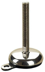 Sunnex - 3/4-10 Bolt Thread, 0.87" High Hygienic Anchoring Stud Mount Leveling Pad & Mount - 1,770 Max Lb Capacity, 2.95" Base Diam, 8" Thread Length - Eagle Tool & Supply