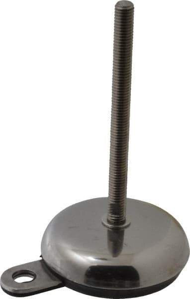 Sunnex - 1/2-13 Bolt Thread, 1.26" High Hygienic Anchoring Stud Mount Leveling Pad & Mount - 2,200 Max Lb Capacity, 3.94" Base Diam, 6" Thread Length - Eagle Tool & Supply