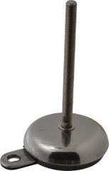 Sunnex - 1/2-13 Bolt Thread, 1.26" High Hygienic Anchoring Stud Mount Leveling Pad & Mount - 2,200 Max Lb Capacity, 3.94" Base Diam, 6" Thread Length - Eagle Tool & Supply