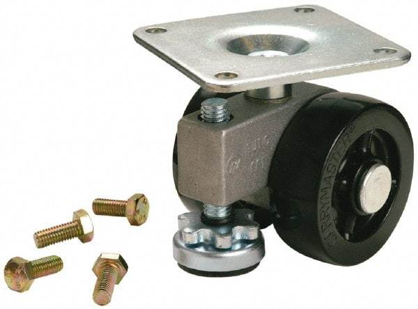 Sunnex - 1" Wide, Nylon Swivel Caster - 800 Lb Capacity, Top Plate Mount, 3.54" x 3.54" Plate, Ball Bearing - Eagle Tool & Supply