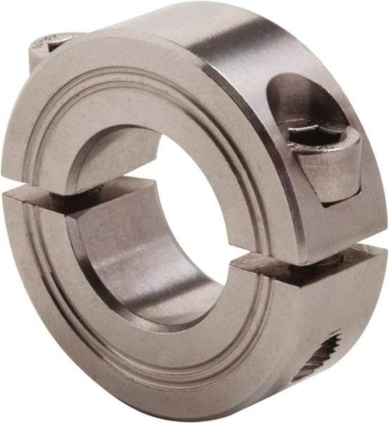 Climax Metal Products - 5mm Bore, Stainless Steel, Two Piece Clamp Collar - 11/16" Outside Diam - Eagle Tool & Supply