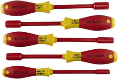 Wiha - 5 Piece 6 to 10mm Insulated Nutdriver Set - Insulated Handle - Eagle Tool & Supply