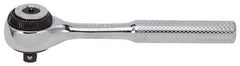 Proto - 1/4" Drive Round Head Standard Ratchet - Chrome Finish, 4-1/2" OAL, 72 Gear Teeth, Standard Knurled Handle, Standard Head - Eagle Tool & Supply