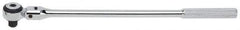 Proto - 1/2" Drive Round Head Quick-Release Ratchet - Chrome Finish, 16-7/8" OAL, 72 Gear Teeth, Standard Knurled Handle, Flex with Speed Ring Head - Eagle Tool & Supply