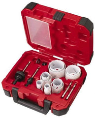 Milwaukee Tool - 15 Piece, 3/4" to 2-1/2" Saw Diam, General Purpose Hole Saw Kit - Bi-Metal, Toothed Edge, Pilot Drill Model No. 49-56-8010, Includes 11 Hole Saws - Eagle Tool & Supply