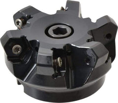Kennametal - 2-1/2" Cut Diam, 3" Arbor Hole, 4.51mm Max Depth of Cut, 45° Indexable Chamfer & Angle Face Mill - 6 Inserts, HNGJ 535-GD Insert, Right Hand Cut, 6 Flutes, Through Coolant, Series KSHR - Eagle Tool & Supply