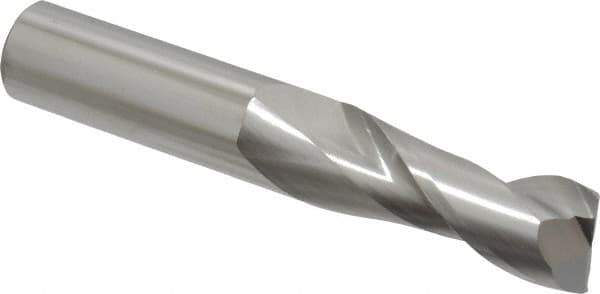 SGS - 5/8", 1-5/8" LOC, 5/8" Shank Diam, 3-3/4" OAL, 2 Flute, Solid Carbide Square End Mill - Single End, Uncoated, Spiral Flute, 35° Helix, Centercutting, Right Hand Cut, Right Hand Flute, Series 47 - Eagle Tool & Supply