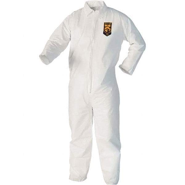 KleenGuard - Size 2XL Film Laminate Chemical Resistant Coveralls - White, Zipper Closure, Open Cuffs, Open Ankles - Eagle Tool & Supply