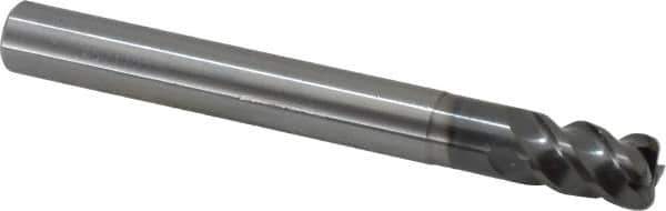 OSG - 12mm, 4 Flute, Single End, Solid Carbide, 2mm Corner Radius End Mill - 110mm OAL, 45° Helix, Right Hand Flute, 18mm LOC, Right Hand Cut, 36mm Extended Reach - Eagle Tool & Supply