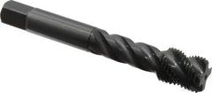 OSG - 9/16-18 UNF 4 Flute Bottoming Spiral Flute Tap - Vanadium High Speed Steel, Oxide Finish, 3-19/32" OAL, Right Hand Flute, Right Hand Thread, H3 - Eagle Tool & Supply