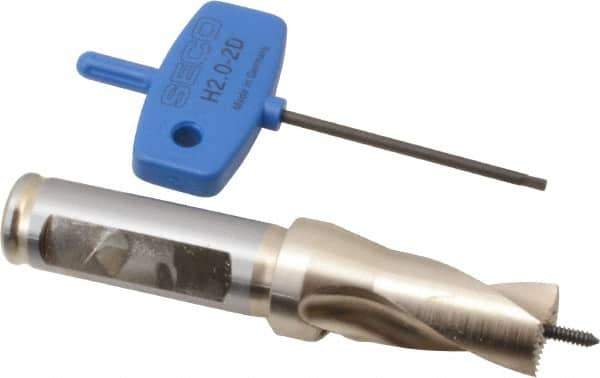 Seco - 16 to 16.99mm Diam, 1.5xD, 0.98" Max Depth, 5/8" Shank Diam, 0.61" Flute, 4-3/32" OAL, Replaceable Tip Drill - SD100 Insert, SD101 Toolholder, Series SD101 - Eagle Tool & Supply