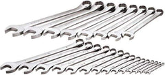 SK - 23 Piece, 1/4" to 1-1/2", 12 Point Combination Wrench Set - Inch Measurement Standard, Chrome Finish, Comes in Rack - Eagle Tool & Supply