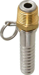 SuperKlean - 1/2 NPT x 5/8" Hose Barb, Swivel Hose Adapter - Brass & Stainless Steel - Eagle Tool & Supply