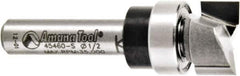 Amana Tool - 1/2" Cut Diam, 1/4" Length of Cut, 2 Flute Pattern-Cutting Edge Profile Router Bit - Solid Carbide, 1/4" Shank Diam, 1-5/8" OAL, Uncoated - Eagle Tool & Supply