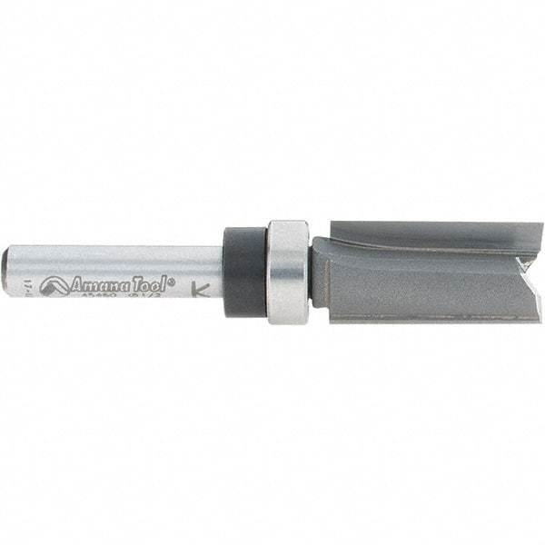 Amana Tool - 1/2" Cut Diam, 1" Length of Cut, 2 Flute Pattern-Cutting Edge Profile Router Bit - Carbide-Tipped, 1/4" Shank Diam, 2-1/2" OAL, Uncoated - Eagle Tool & Supply