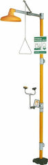 PRO-SAFE - 1-1/4" Inlet, 20 GPM shower Flow, Drench shower, Eye & Face Wash Station - No Bowl, Triangular Pull Rod & Push Flag Activated, Galvanized Steel Pipe, Plastic Shower Head, 3 GPM Bowl Flow, Corrosion Resistant, Top or Mid Supply - Eagle Tool & Supply