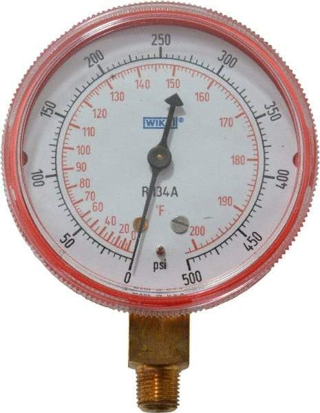 Wika - 2-1/2" Dial, 1/8 Thread, 0-500 Scale Range, Pressure Gauge - Lower Connection Mount, Accurate to 1-2-5% of Scale - Eagle Tool & Supply